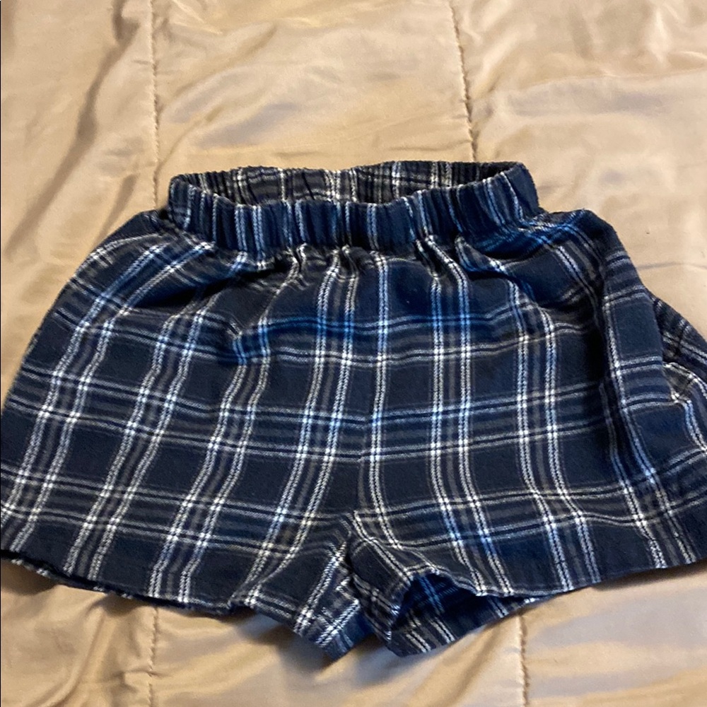 SHEIN Navy Plaid High Waist Shorts